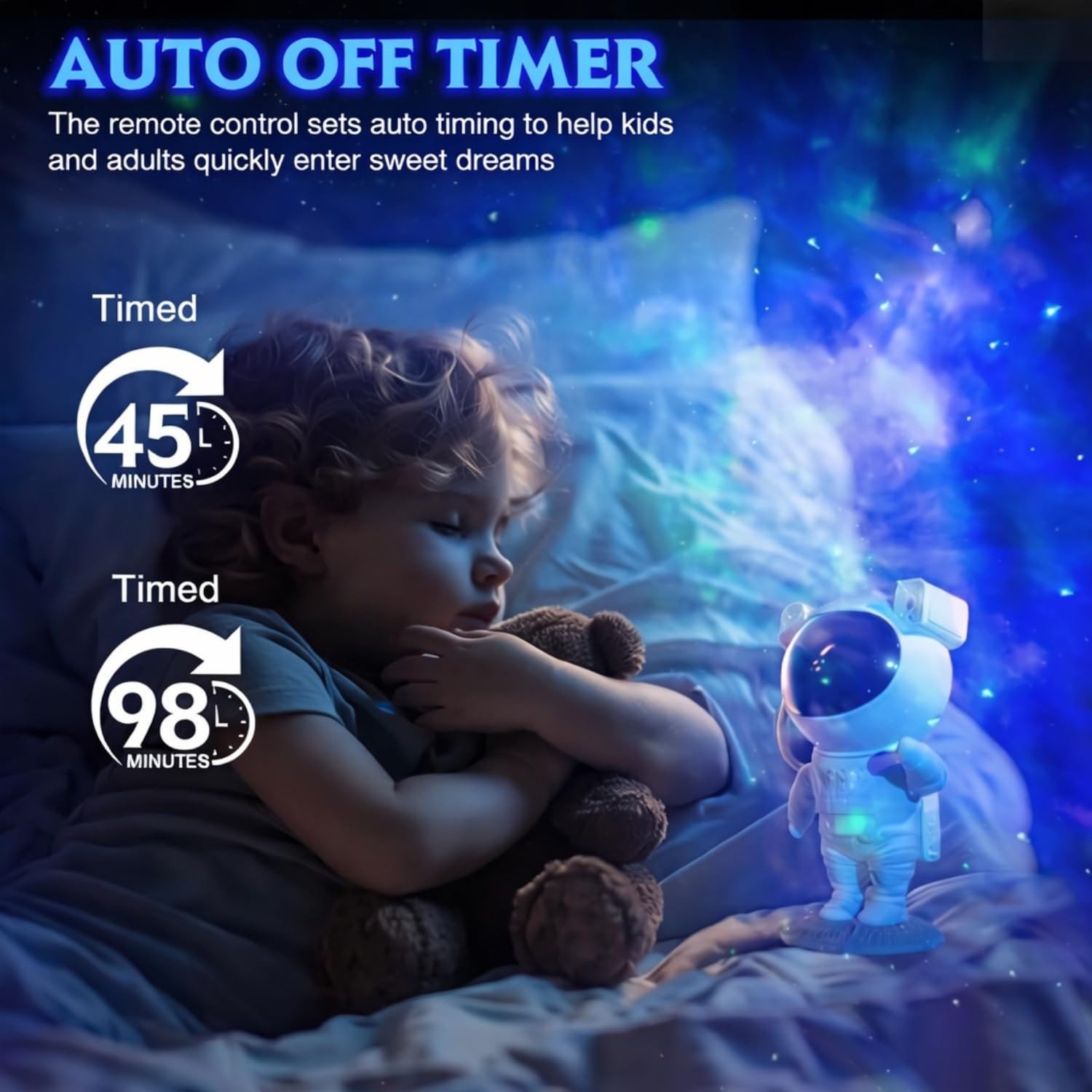 Astronaut Galaxy Projector Night Light – 360° Rotating Star Nebula Lamp with Remote, Timer & Adjustable Head for Kids Bedroom, Home Decor, Gaming Room & Party Lights