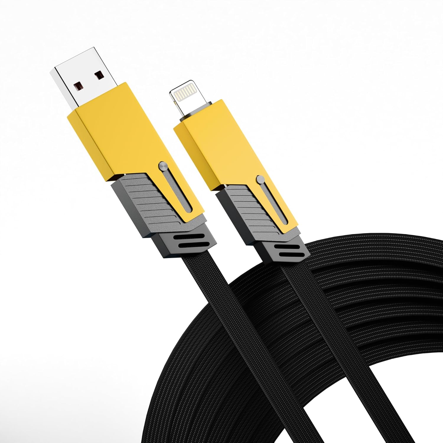 4 in 1 Charging Cable Fast Charging USB C Cable 4-in-1 USB Multi Charging Cable| Supporting Tunderbolt Port,Type C Lightning,Type A For All iPhones Android Tablets & Laptop (Yellow)