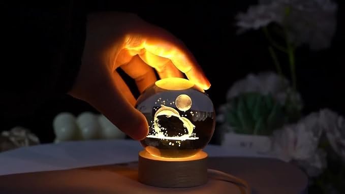 1 X 3D Crystal Ball Night Lamp with usb Connector