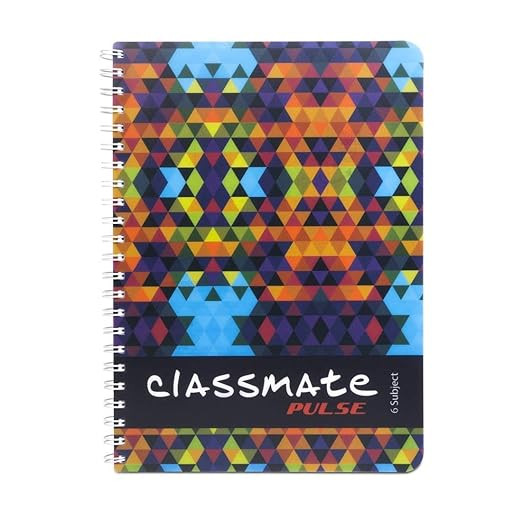 Classmate Pulse 6 Subject Spiral Notebook - Pack of 1 | Single Line | 400 Pages | A4-29.7cm x 21.0cm | Attractive Cover Designs | Soft Cover | Notebooks for College Students (cover may vary as per ava