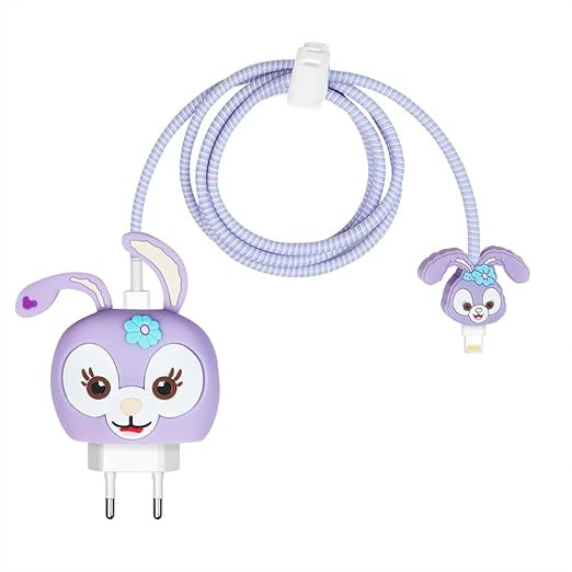 Silicone Case for Samsung 25W Single Port USB Type-C Fast Charger Protective Cover for Samsung 25W Power Adapter Charger with Wire Saver (Charger Not Included) (Purple (Rabbit))