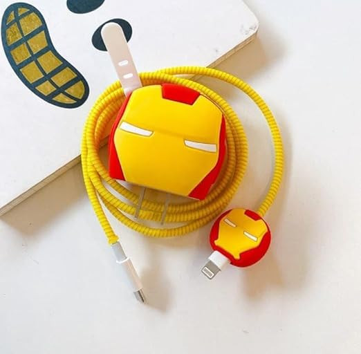 Silicone Case for Samsung 25W Single Port USB Type-C Fast Charger Protective Cover for Samsung 25W Power Adapter Charger with Wire Saver (Charger Not Included) (Iron-Man)