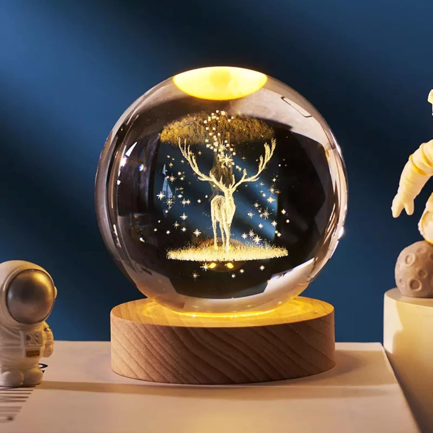 1 X 3D Crystal Ball Night Lamp with usb Connector